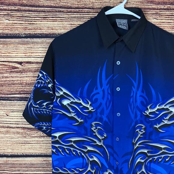 Vintage Y2k Authentic Shaolin Dragon Button Up Shirt - Picture 3 of 7